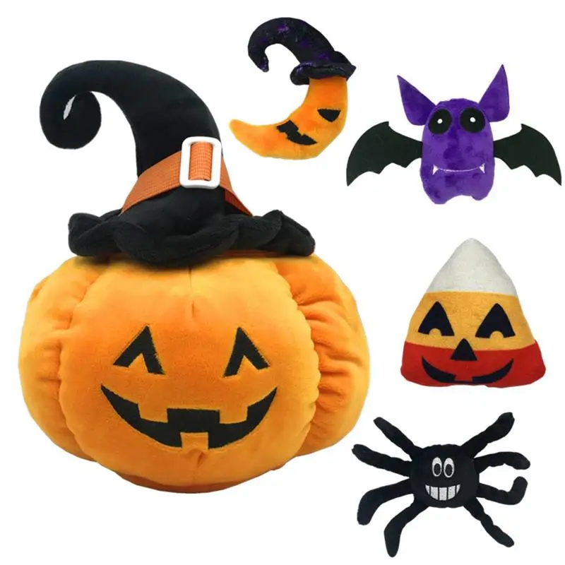 

Pumpkin Plush Toy 5pcs Pumpkin Pillow Washable Soft Plush Pillow Adorable Spider Rice Ball Moon Plushie Goodie Bags Stuffers