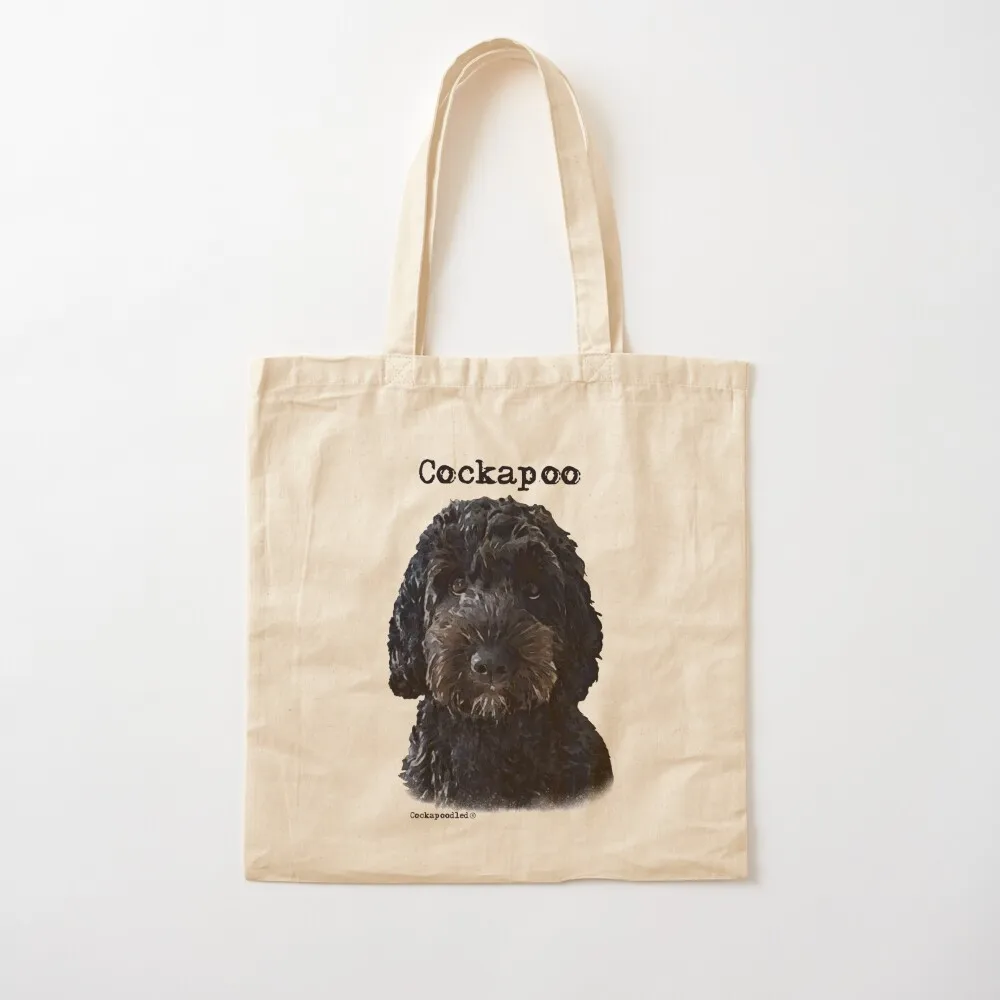 Черная большая сумка для собак Cockapoo женская покупок многоразовые сумки холщовая