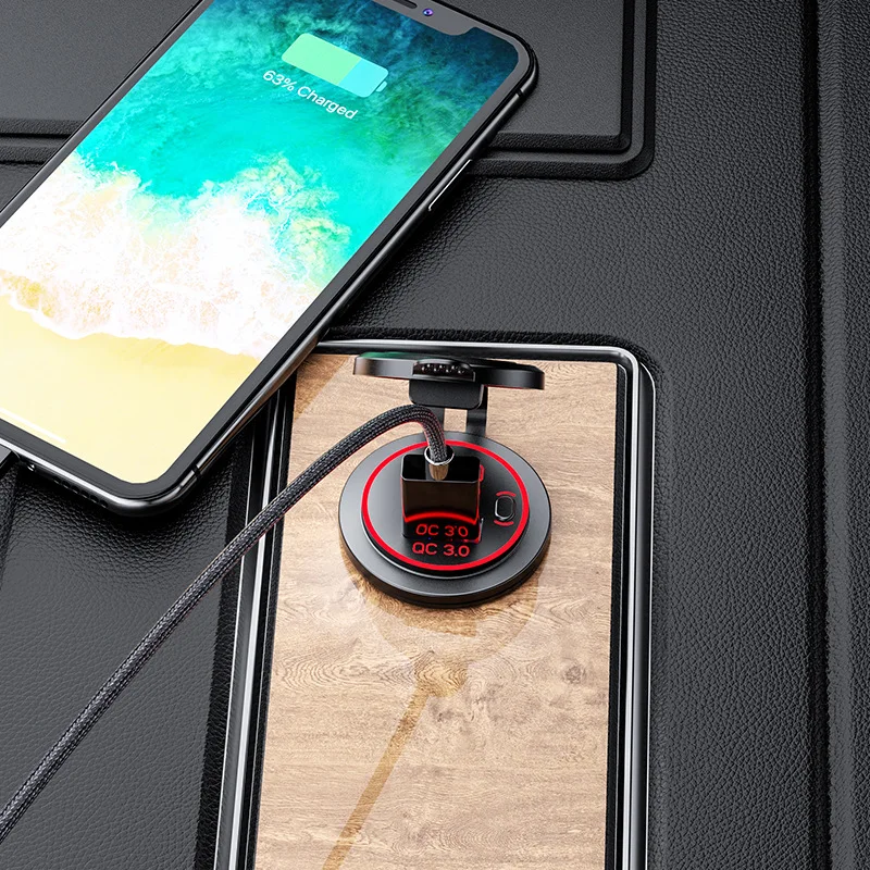 60 Вт PD Тип C/QC 3 0 USB Автомобильное зарядное устройство с переключателем розетка