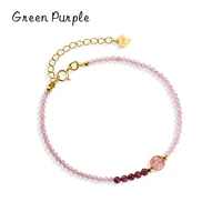 green purple real 925 sterling silver luxury pink strawberry crystal bracelet for women gold color wedding engagement jewelry