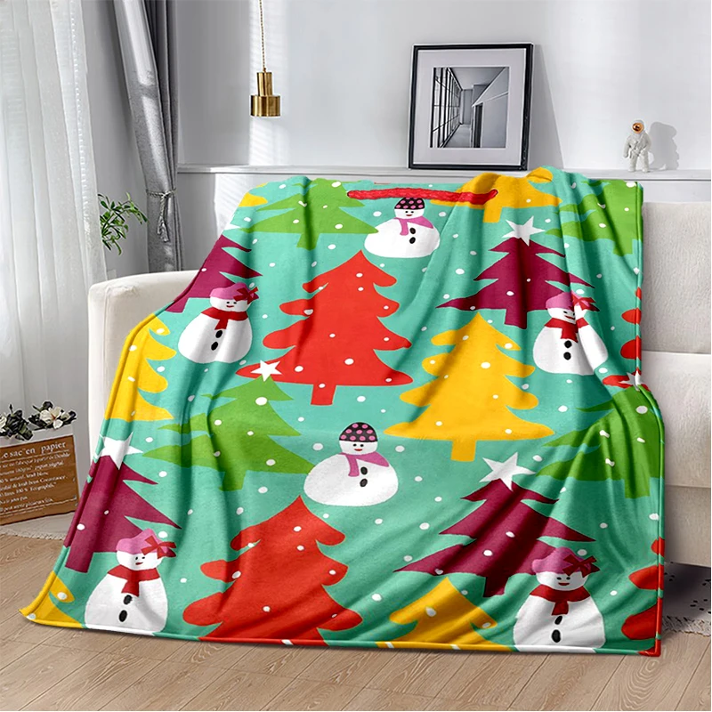 

Snowflake pattern multicolor four seasons lightweight thermal insulation blanket custom flannel blanket thin Christmas blanket