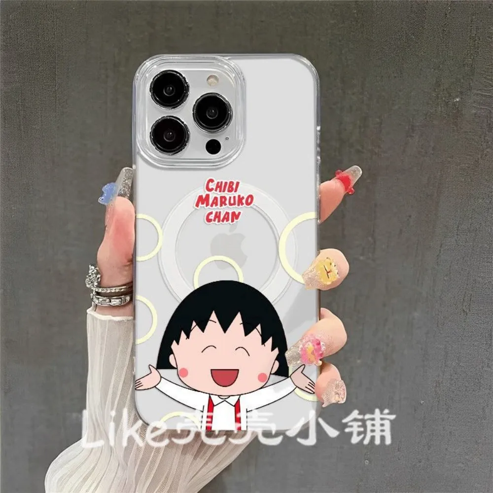 Фото НОВЫЙ Магнитный чехол для телефона Samsung Galaxy S26 S25 S24 S23 S22 S21 S20 FE Edge Plus Ultra 5G, TPU-накладка с милым дизайном Chibi Maruko-chan №5