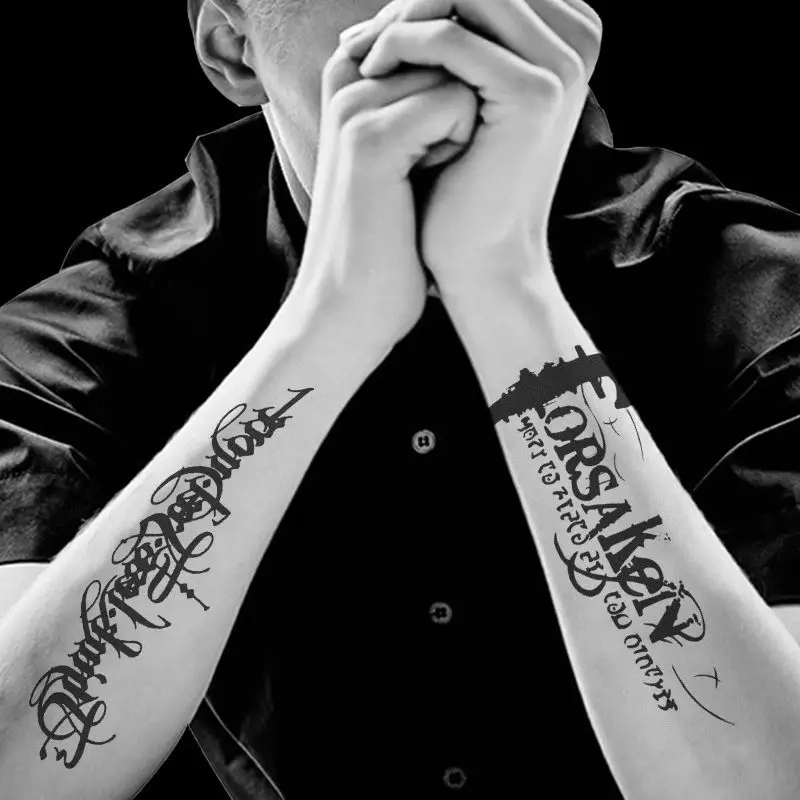 Травяные Временные татуировки наклейки стойкие панковские буквы искусственные