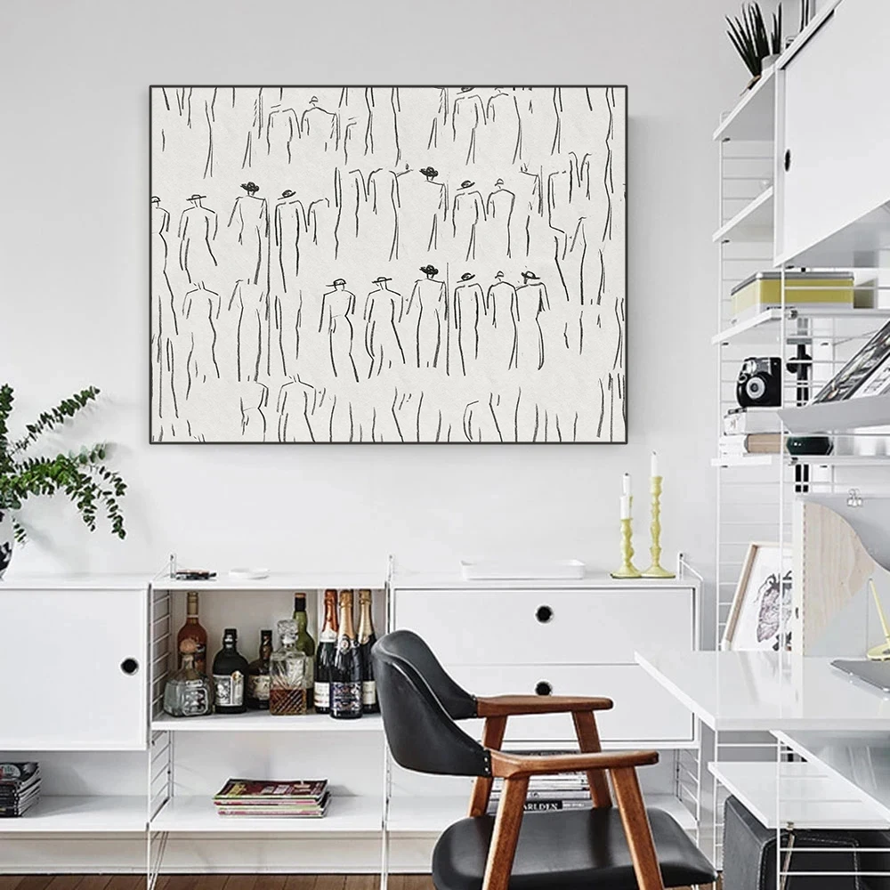 Абстрактная линия обычный плакат винтажный рисунок Картина на холсте