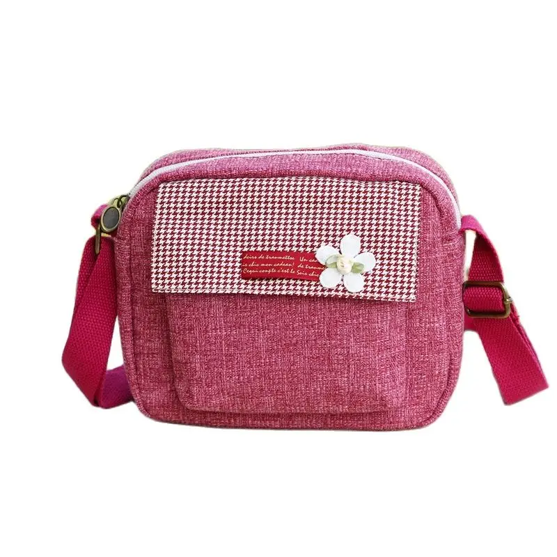 

HAPPIEST Mini Women's Shoulder Bag Brands Linen Cotton Ladies Handbag Phone Purse Small Floral Crossbody Pouch For Girls Woman