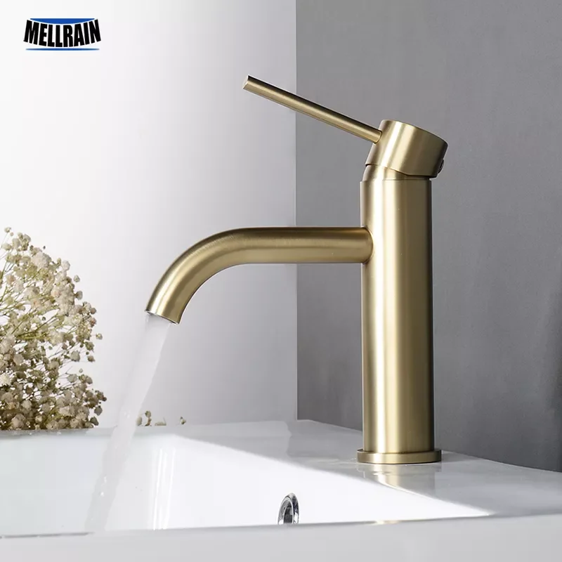 

Brushed Gold Bathroom Water Tap Black Classical Round Single Hole Deck Mounted Sink & Basin Faucet 100% Metal Raw Material