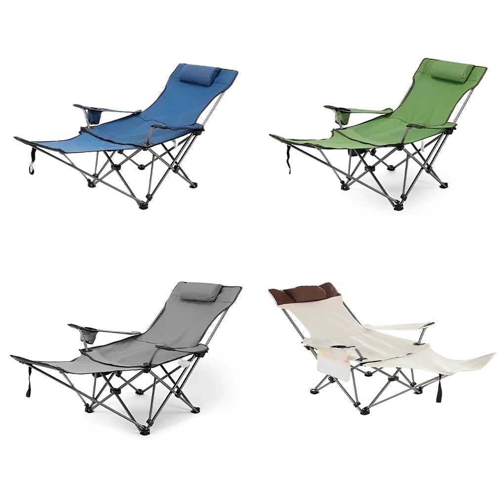 

Foldable Removable Footrest Reclining Lounge Chair Camping Hiking Headrest Oxford Cloth Chairs Outdoor Equipment Green