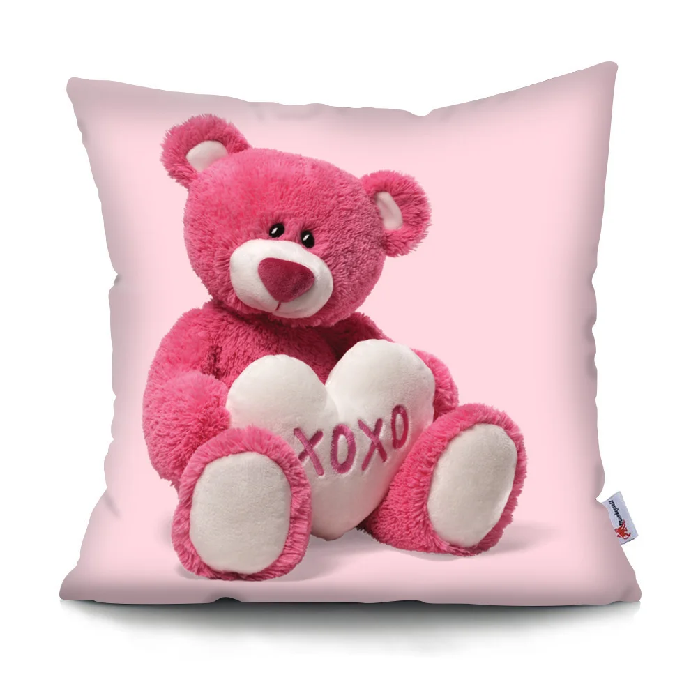 Наволочка с изображением плюшевого медведя для автомобиля, дивана, домашнего декора, подушка, чехол из полиэстера, декоративный кошелек, подушка 45*45 см.