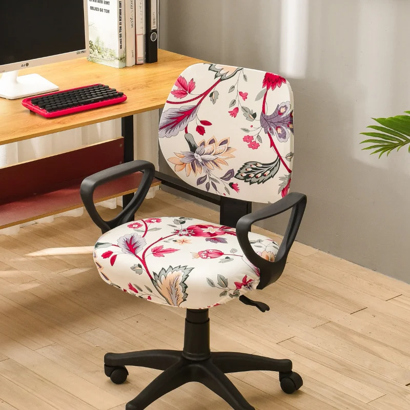 

Floral Pattern Computer Office Chair Covers Gaming Chairs Slipcover Elastic Seat Protect Stretch Spandex For Living Room Gamer