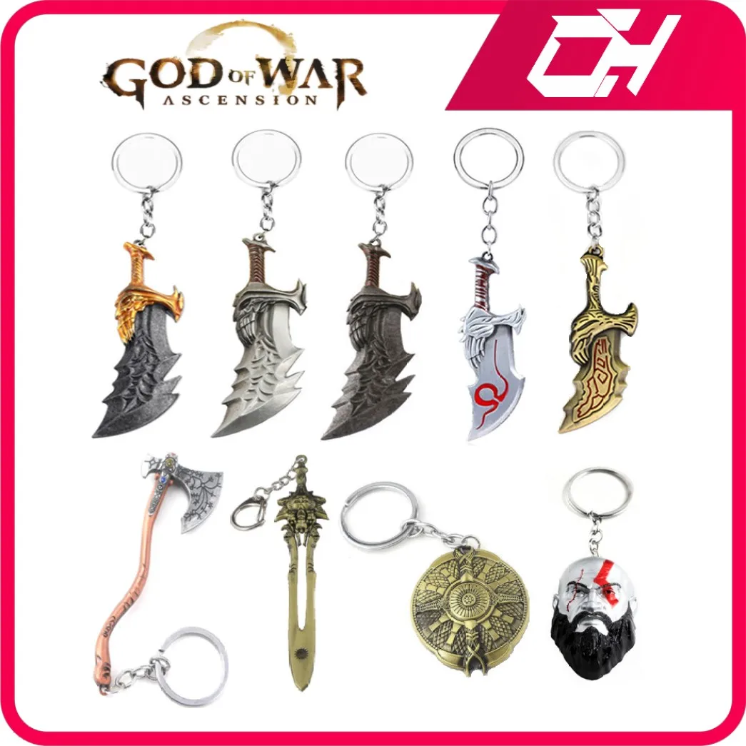 

19 styles Game God of War Kratos Keychain Upgraded Weapon Blades of Chaos Metal Key Chain Keyring Figure Model Toy Boy gifts