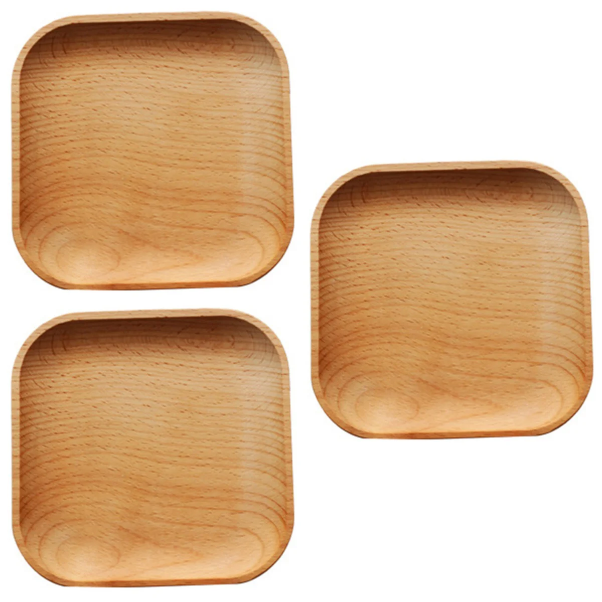 

3 pcs Wooden Plate Square Shape Natural Adorable Nut Plate Dessert Tray Kitchen Utensil for Candy Cake Fruit