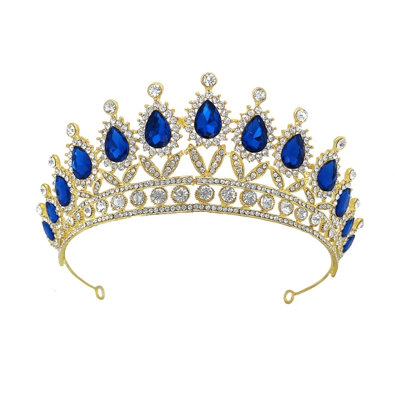 

Bride Teardrop Wedding Crown Tiara Gold Princess Queen Headband Fashion Adjustable Headpiece Jewelry Gift Bridal Decor 124A