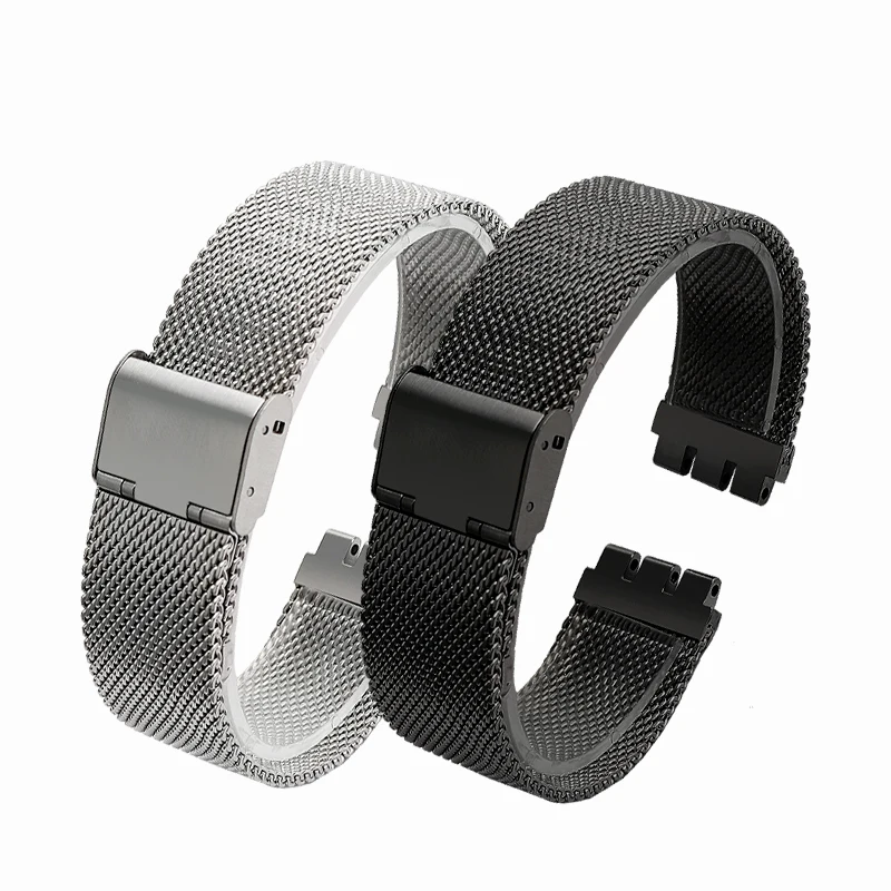 17mm 19mm 20mm New Milan breathable mesh belt watch band For Swatch stainless steel strap men women Replace bracelet Accessories