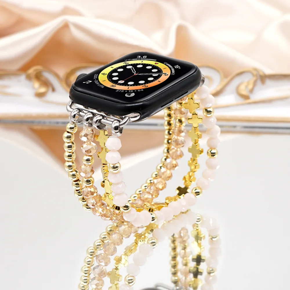 

2022 New Bohemian Hand Beaded Woman Strap for Apple Watch Band 44mm 42mm 38mm 40mm 41mm 45mm Bracelet for Iwatch Series 76543