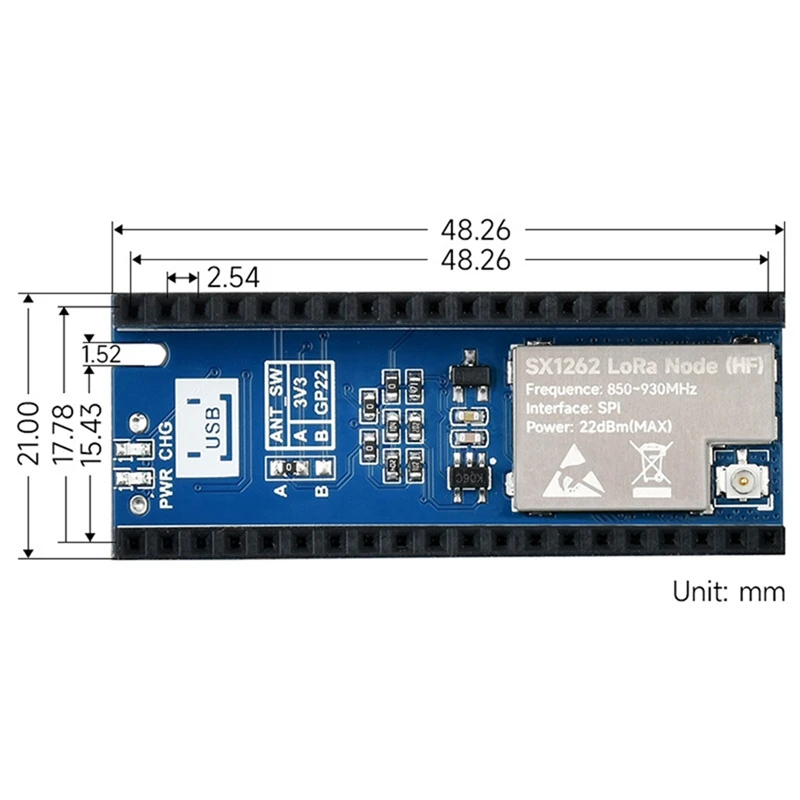 Плата расширения узла для Raspberry Pi Pico LORA Sx1262 модуль платы поддержка протокола Lorawan