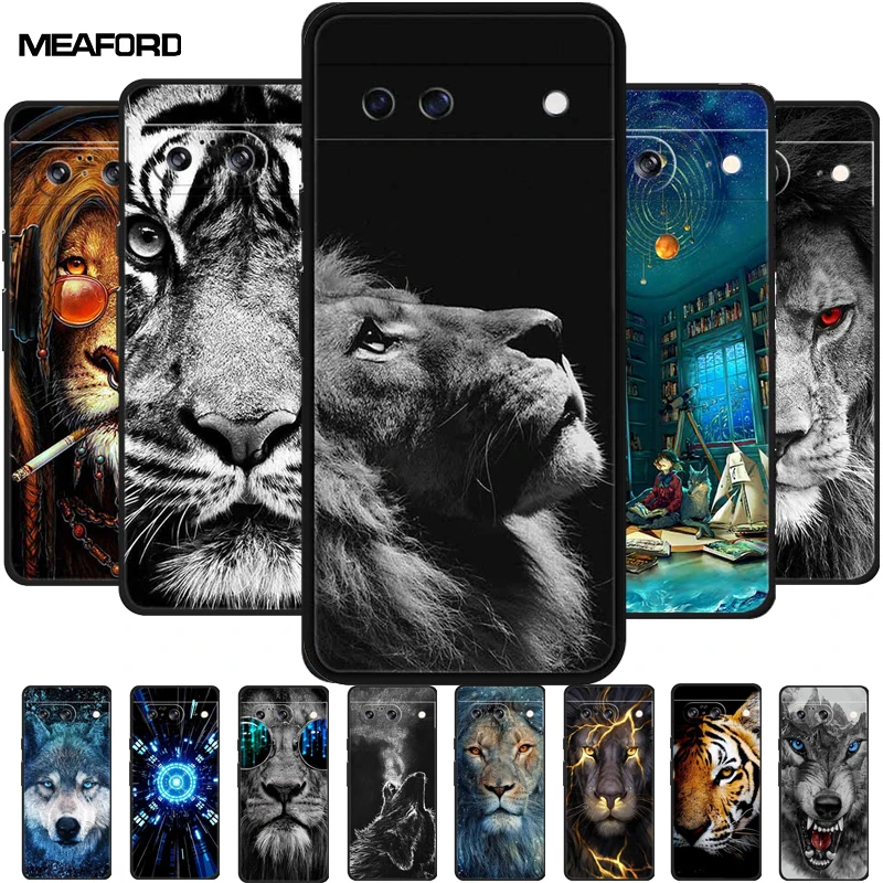 Чехол для Google Pixel 8A 8 Pro Wolf Lion силиконовый мягкий чехол из ТПУ с мультяшным бампером