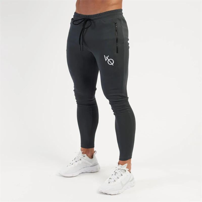 

Jogger gym fitness men's sports pants zipper pocket cotton fashionable men's pants street clothing embroidery casual pants