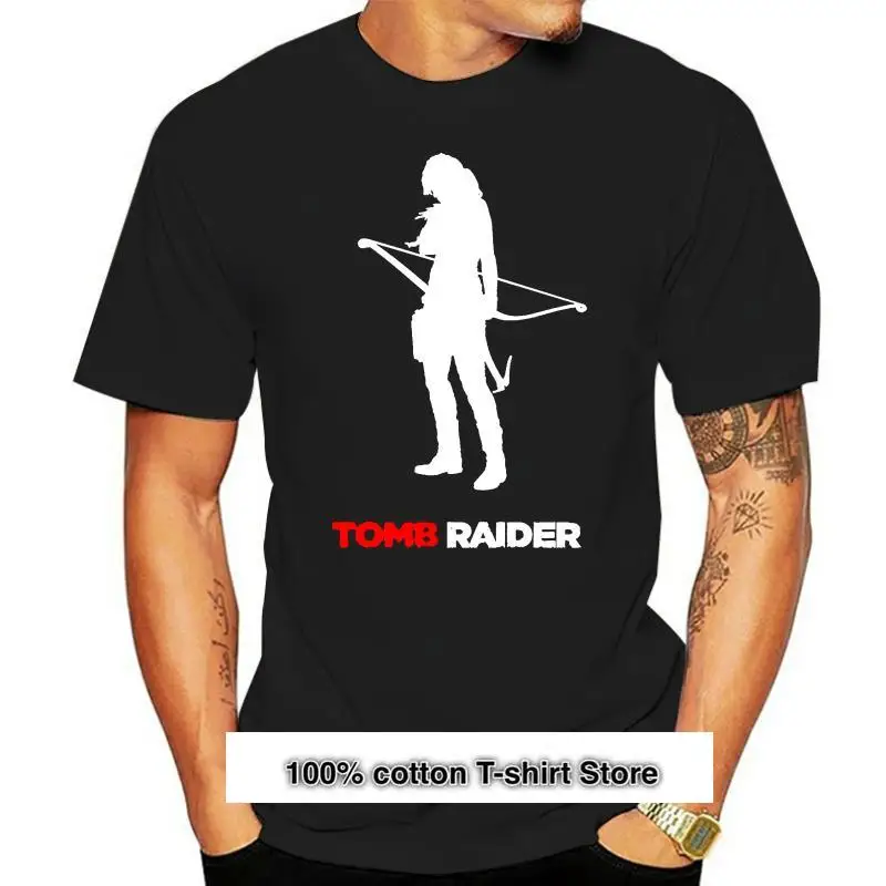 Camiseta negra de algodón para hombre, camisa de moda para hombre Lara Croft Tomb Raider Reborn