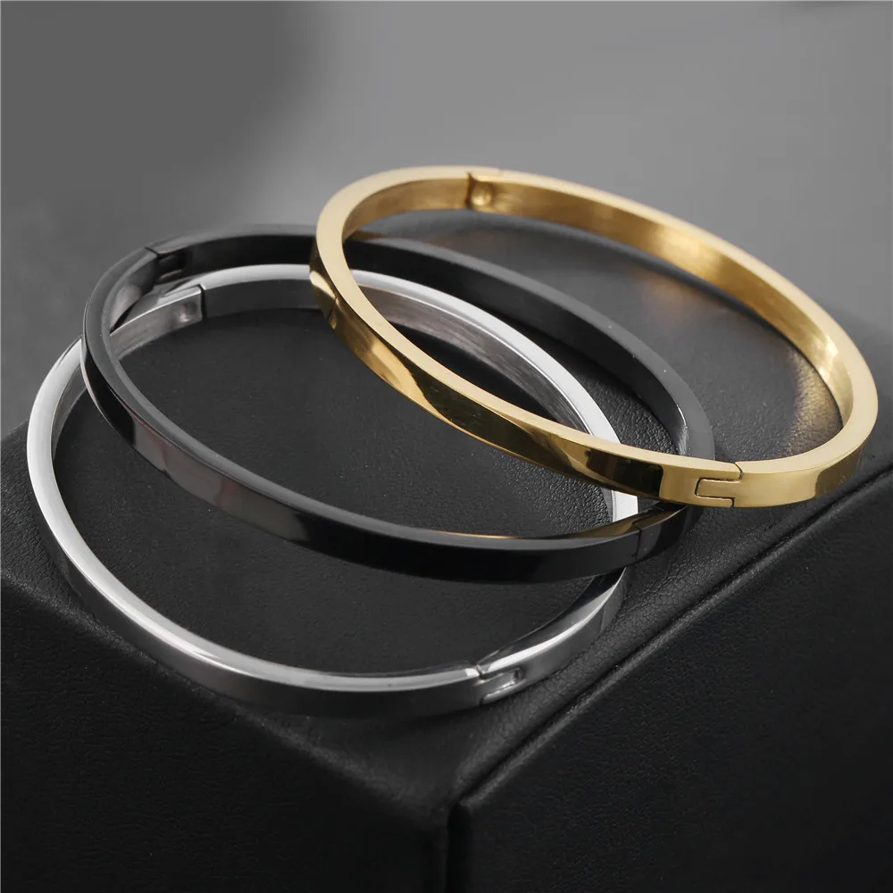 

Live hot style titanium steel 18k gold-plated bracelet men's Europe and America simple couple stainless steel anti-fading bracel
