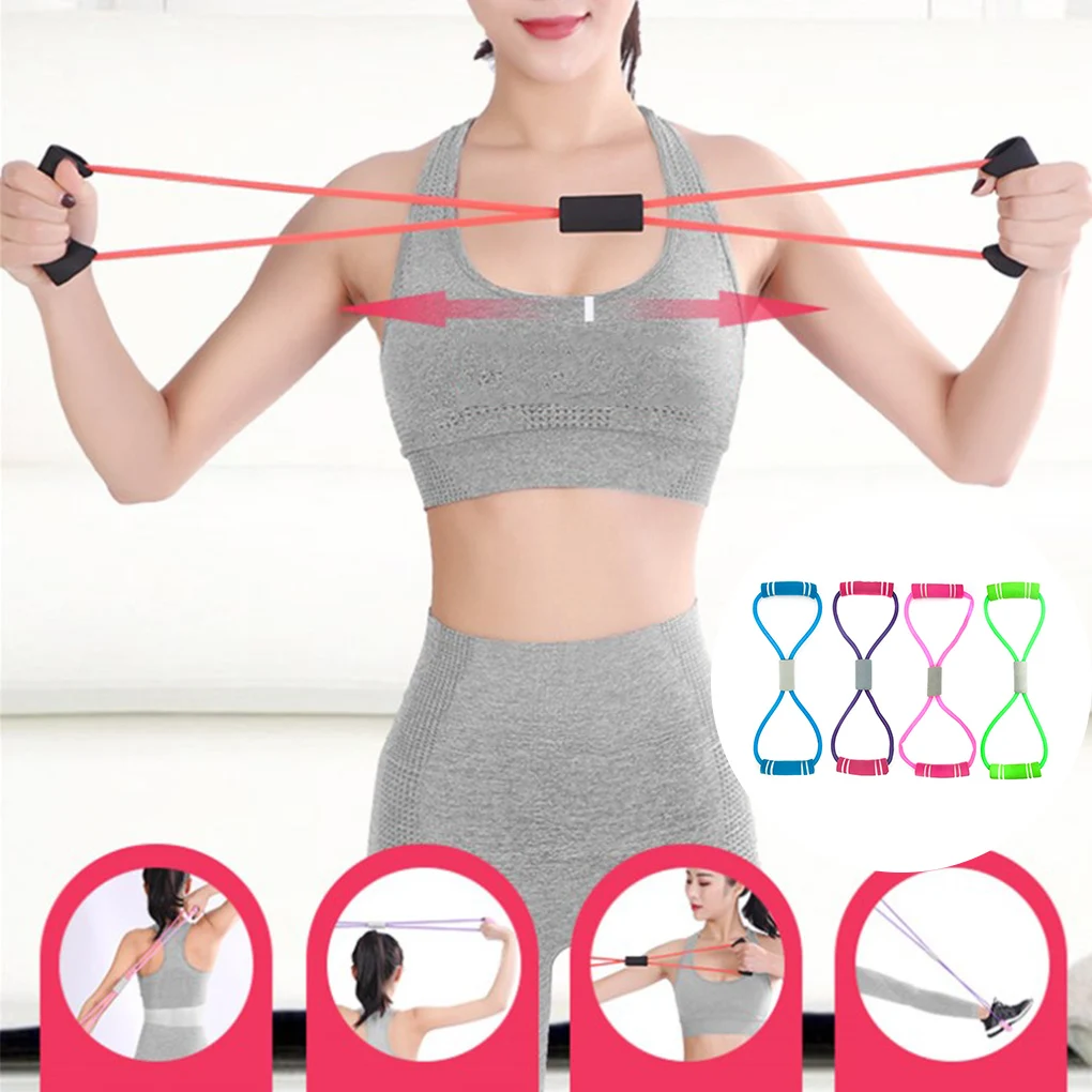 

8 Shape Yoga Training Rope Elastic Sports Yoga Gum Fitness Muscle Tension Belt Chest Expander Leg Stretcher Rubber Bands