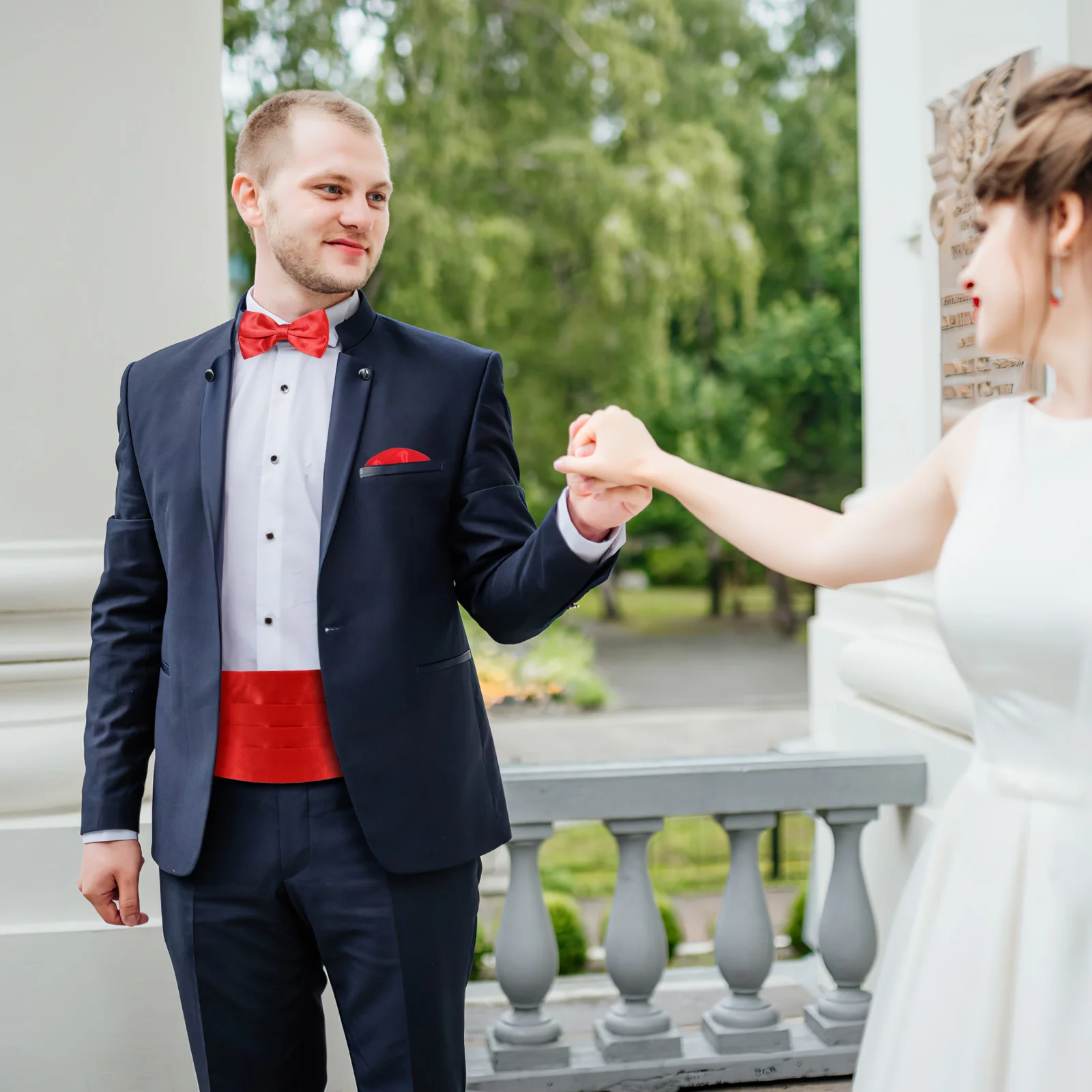 

3 Pcs Mens Hankies Cummerbund Bowtie Set Wedding Men's Stained Bow Tie Men's Handkerchief Bow Tie Set， Man