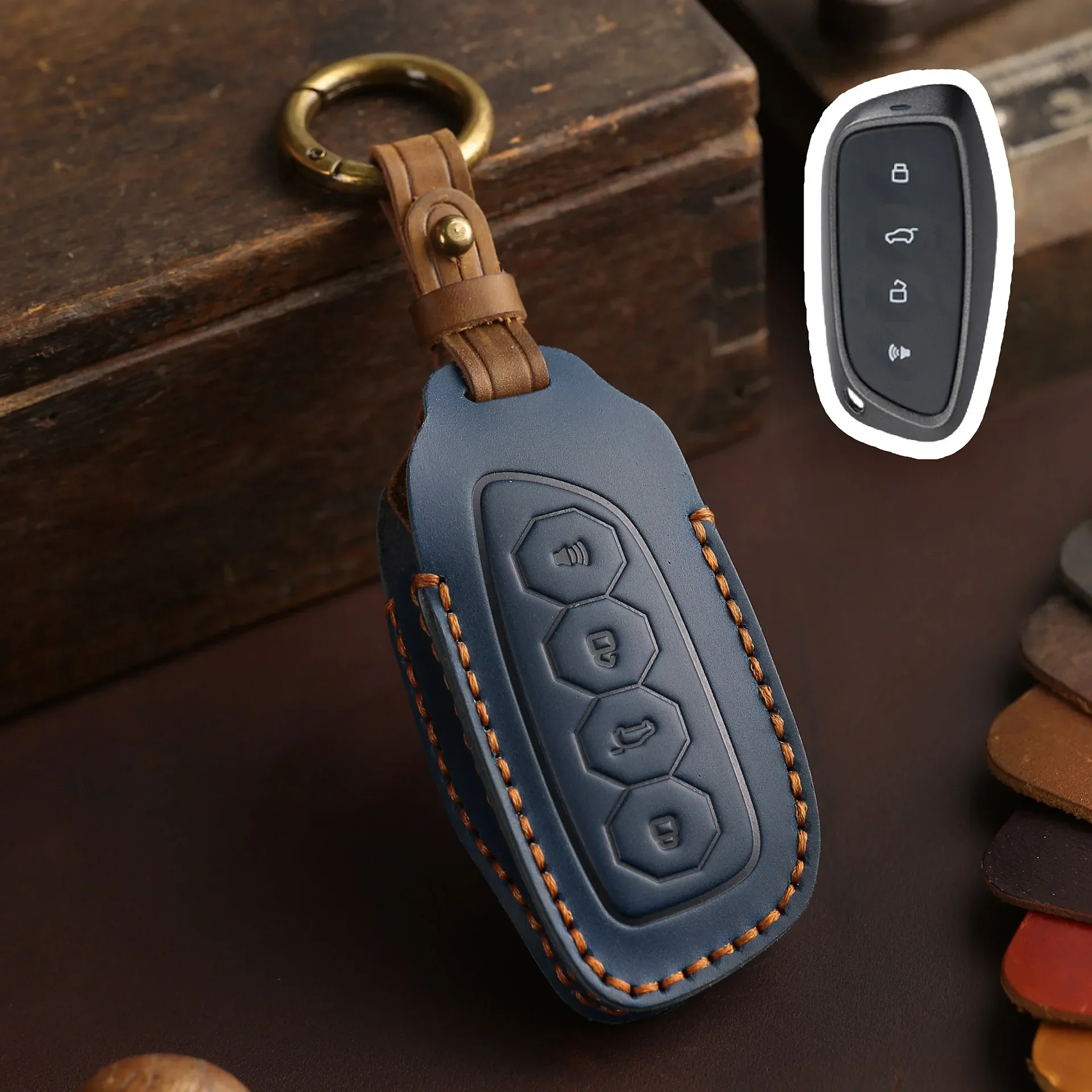 

Кожаный защитный чехол-держатель для Haval Beast X Dog XY, 4-кнопочный съемный автомобильный брелок, чехол для ключей, аксессуары, набор брелоков