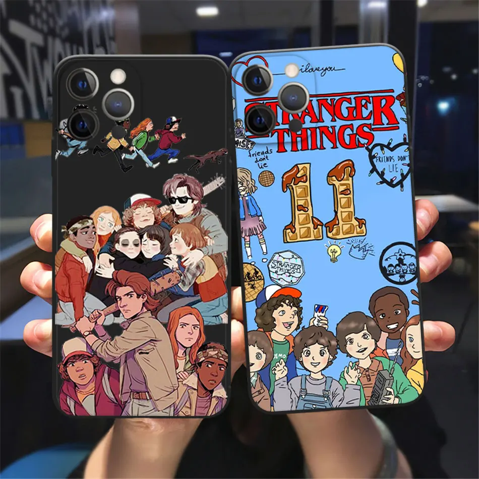 

USA Sci-Fi Thriller TV Series Stranger Things liquid silicone Case For iPhone 13 12 11 Pro Max Xs Xr 8 7 Plus Mini black Cover