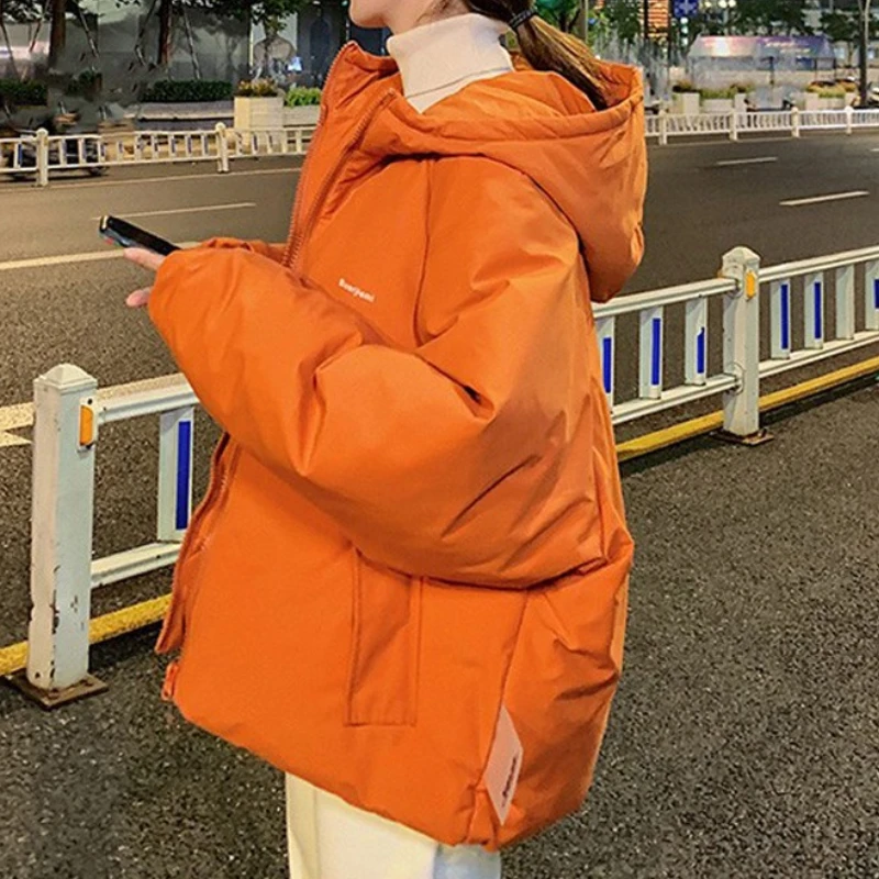 Women Hooded Coat Thick Cotton Padded Ladies Overcoat Casual Loose Parkas Female Korean Solid Outerwear 2021 Winter Down Jackets