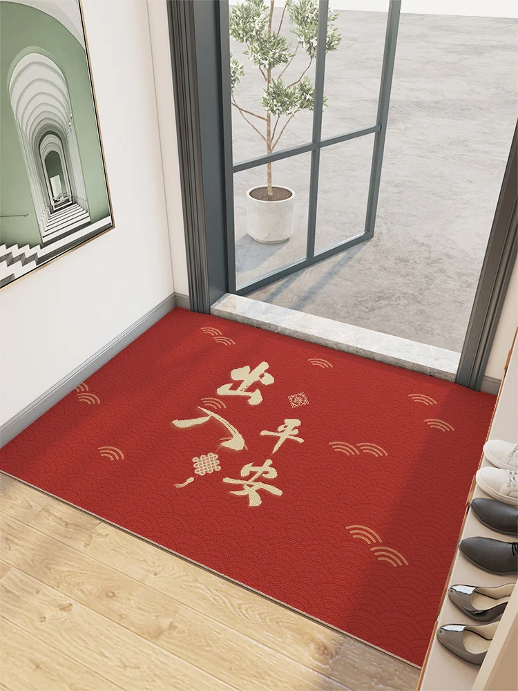 

Chinese style floor red door mat non slip, waterproof, dirt resistant, erasable and cleaning free PVC cutting carpet in the