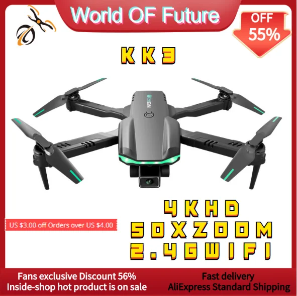 

KK3 Pro Mini Drone 4K Profession HD Dual Camera with WIFI FPV Obstacle Avoidance Remote Quadcopter Foldable Rc Dron Toy 1Baterry