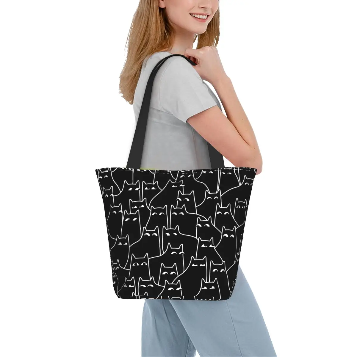

Сумка для покупок с рисунком подозрительных кошек, забавные сумки для любителей колледжа, женская сумка через плечо с принтом, крутая Сумка-тоут из полиэстера