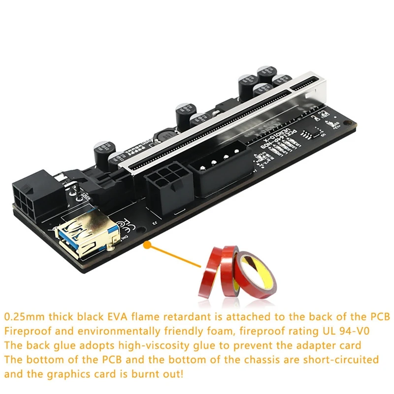 VER010-X PLUS PCIE 1X To 16X SATA + 6Pin 4Pin USB3.0 графический Удлинительный кабель карта расширения