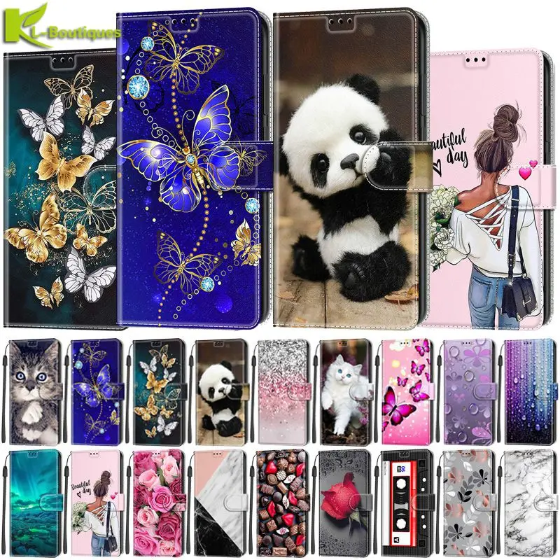 

For Honor X8 Case Fashion Painted Leather Flip Case on sFor Huawei Honor X 8 TFY-LX1 X7 X9 5G Phone Protect Cover Wallet Fundas
