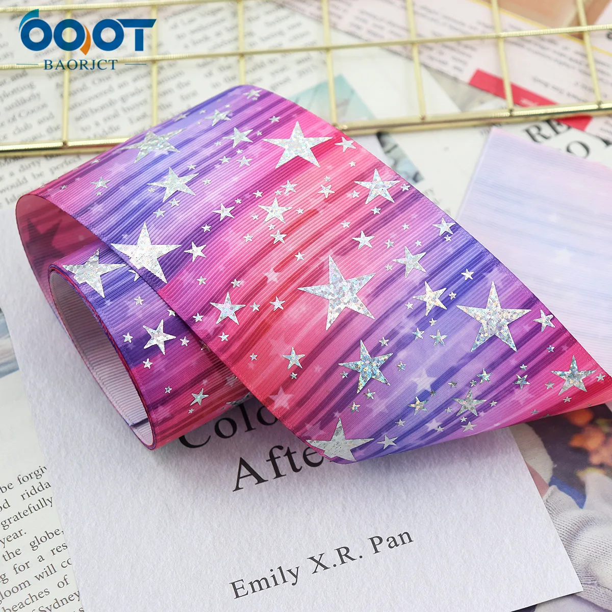 Цветные ленты для горячего тиснения с принтом в виде пятиконечной звезды 22307-3 75