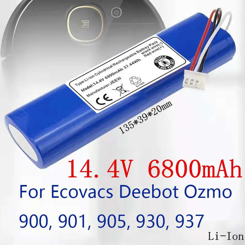 

100% new 14.4V 9800mAh Robot Vacuum Cleaner Battery Pack for Ecovacs Deebot Ozmo 900, 901, 905, 930, 937
