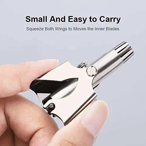 

Stainless Steel Battery Free Manual Trimmer Men Portable Nose Ear Hair Trimmer