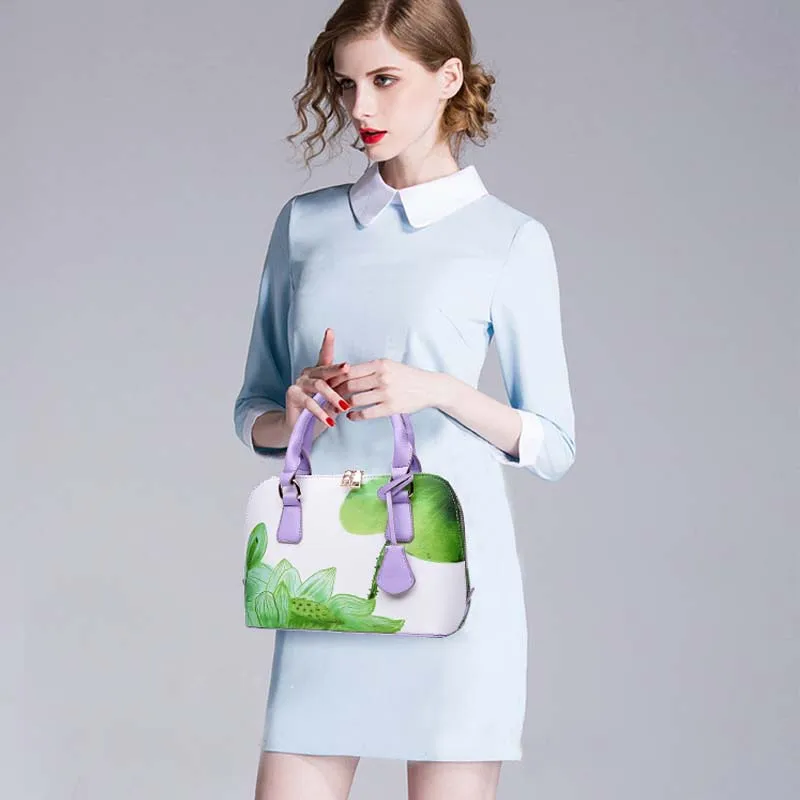 2022 hot sale designer printed bags for women famous brand ladies shopper bag shell elegant floral shoulder luxury handbags new free global shipping