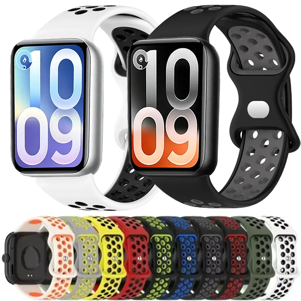Фото Силиконовый ремешок для Xiaomi Mi Band 10 Pro, Mi Band 9 Pro, 8 Pro, двухцветный, мягкий, удобный браслет для Redmi Watch 6, 5, 4 №1