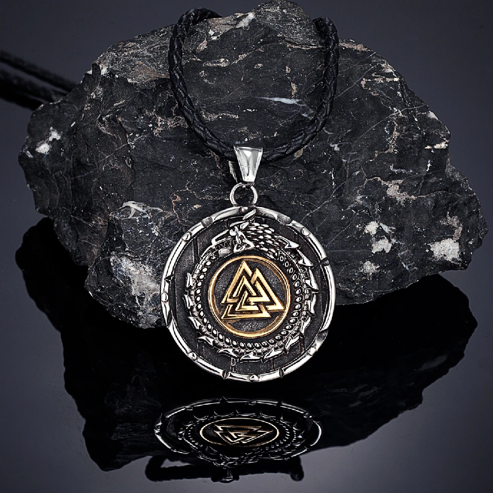 Мужское ожерелье-Дракон Vikings Ouroboros скандинавские Руны из нержавеющей стали