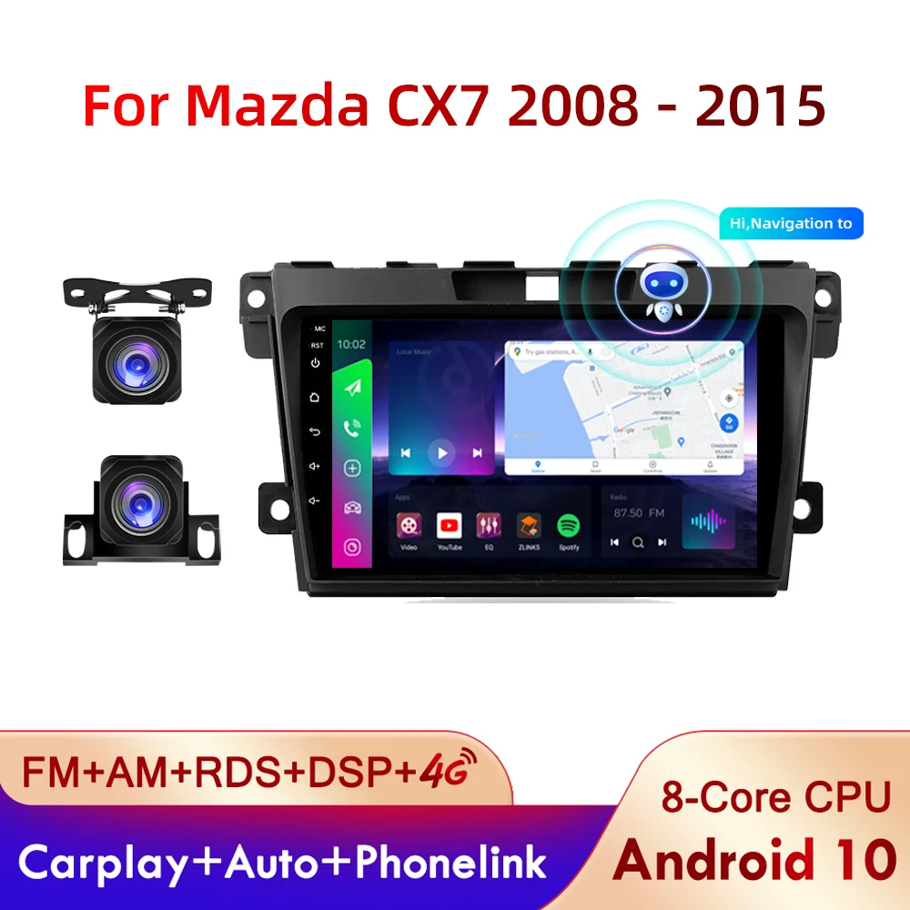 

PEERCE 9" 4G Carplay 2din Android Car Radio Multimedia Video Player Navigation GPS For Mazda CX7 CX-7 CX 7 2008-2015 Head Unit