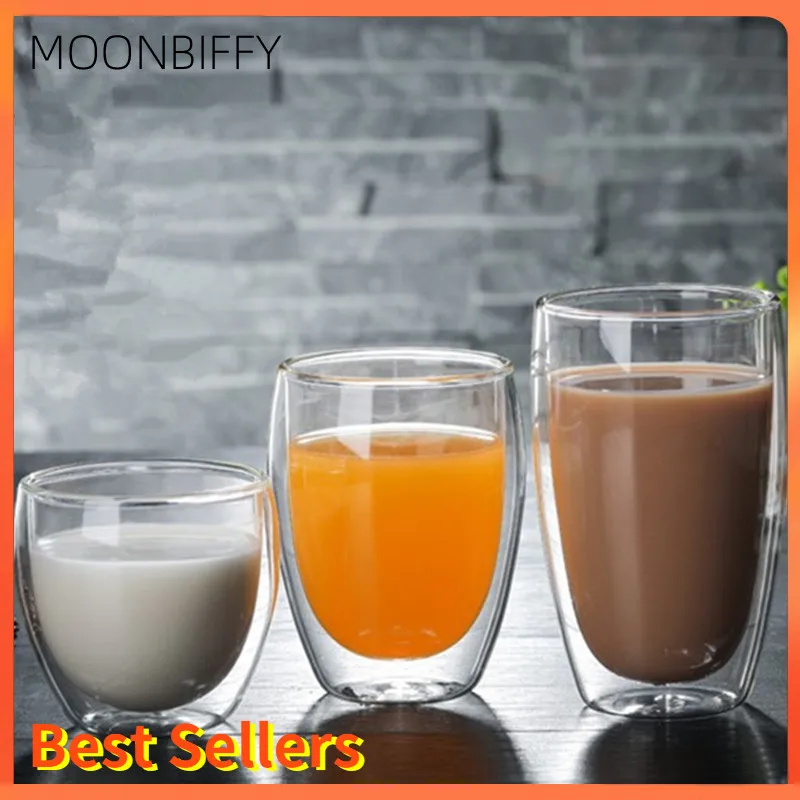 

250/350/450ml Heat-resistant Double Wall Glass Cup Beer Coffee Cups Handmade Healthy Drink Mug Tea Mugs Transparent Drinkware