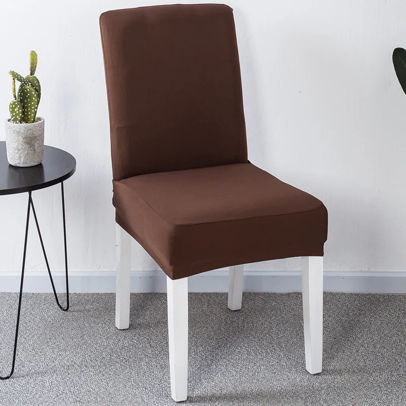 Solid Color Dining Room Lycra Spandex Chair Covers Stretch White Seat Slip Cover Removable For dining chair kitchen | Дом и сад
