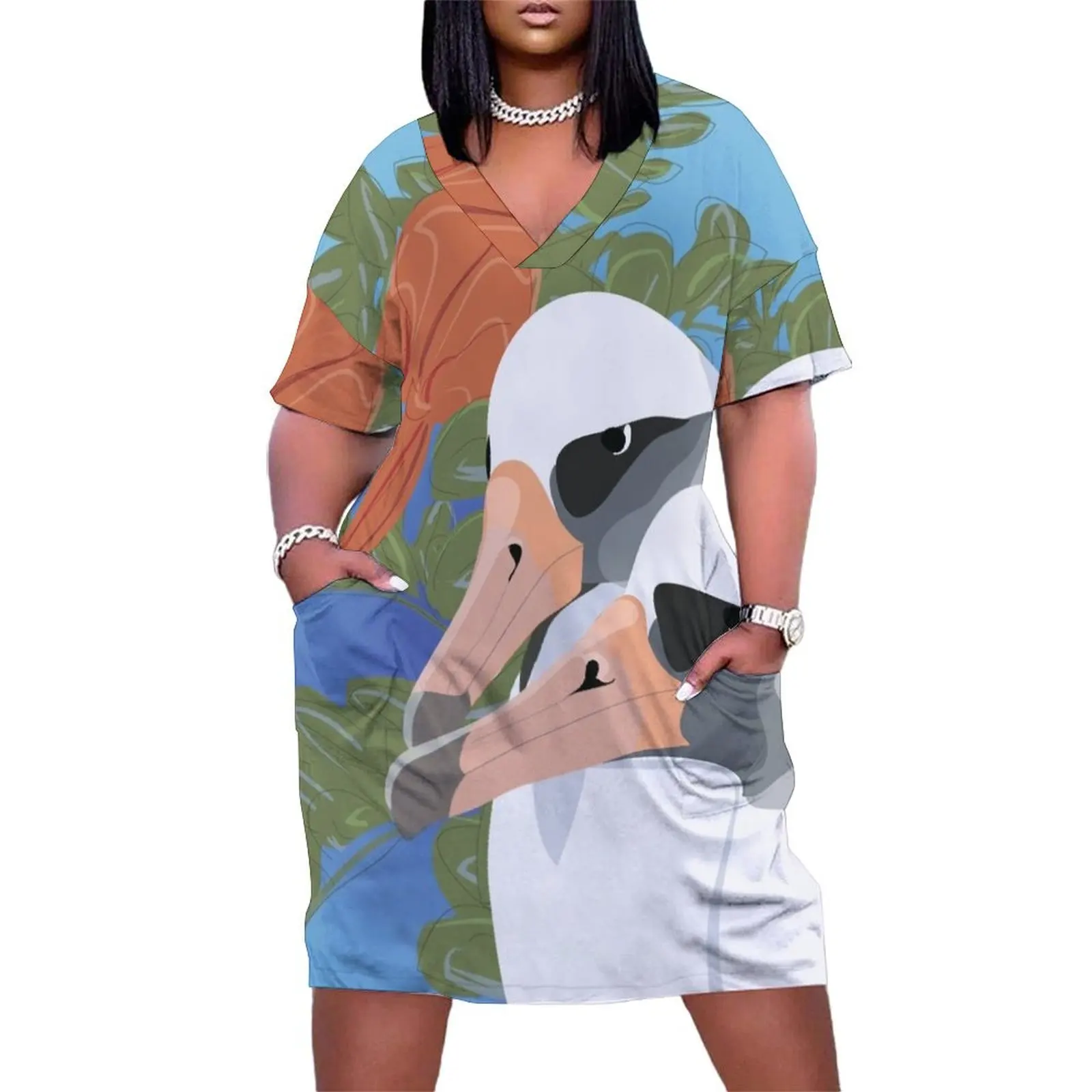 Lembali Albatross и Ohai Свободное карманное платье из полиэстера