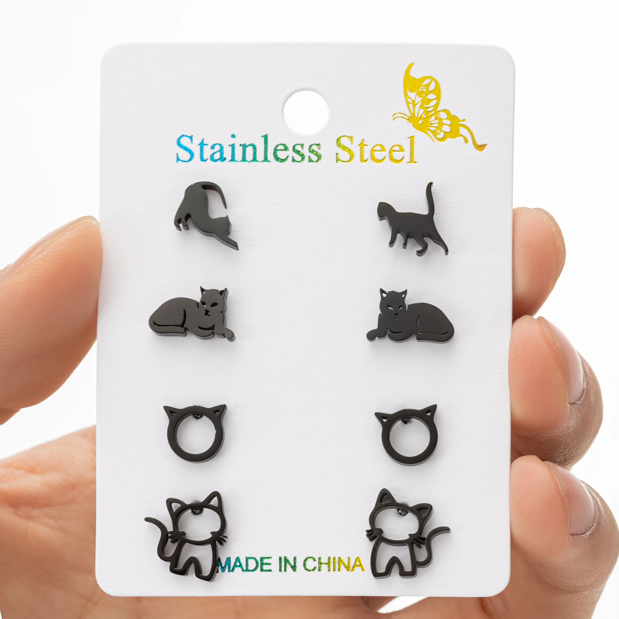 4 пары/партия серьги-гвоздики из нержавеющей стали