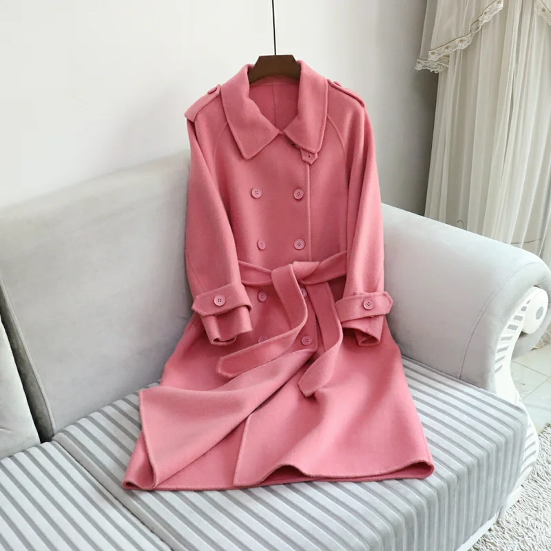 

2020 new autumn winter woolen windbreaker jacket female thickening woolen coats ladies medium long woolen coat women's clothing