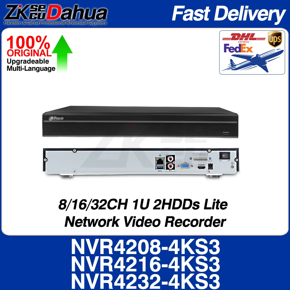 Сетевой видеорегистратор Dahua NVR4208-4KS3 NVR4216-4KS3 8/16/32CH 1U 2HDDs Lite AI сетевой NVR SMD Plus 12MP Disk
