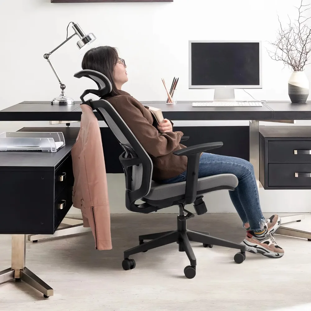 

Office Desk Chair Mesh Height Back Support Breathable with Padded Seat Cushion Clothes Hanger