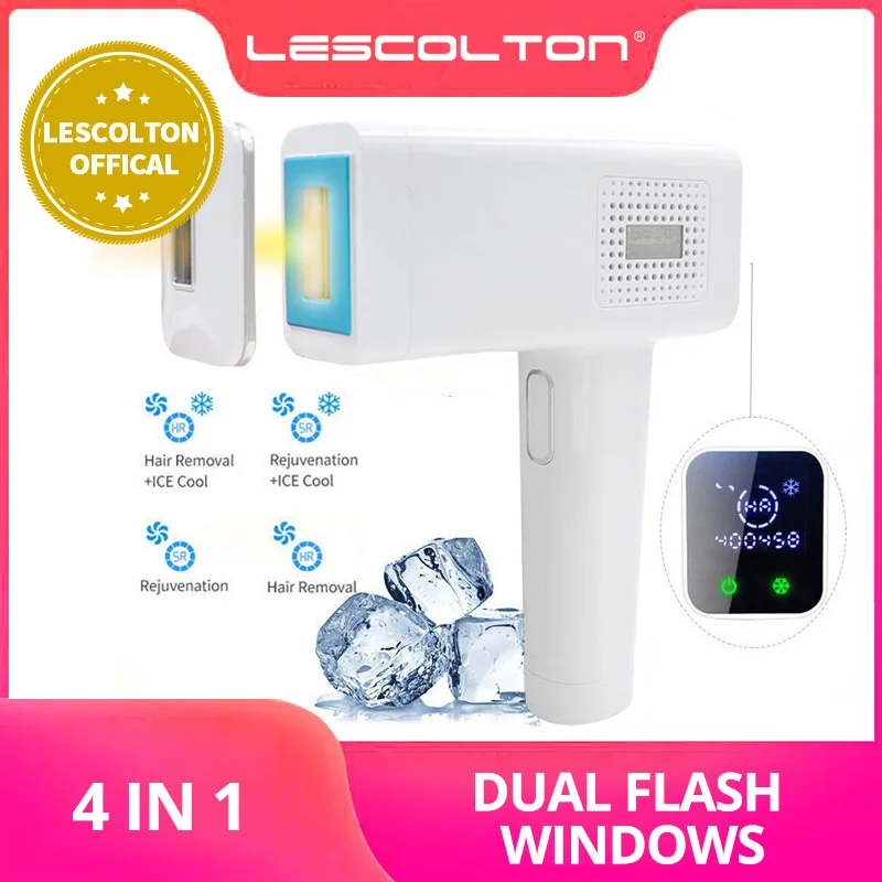 Lescolton All in One IPL Hair Removal 400000 Flash ICE Cold Epilator Permanent Laser Bikini Trimmer Photorejuvenation Depilador