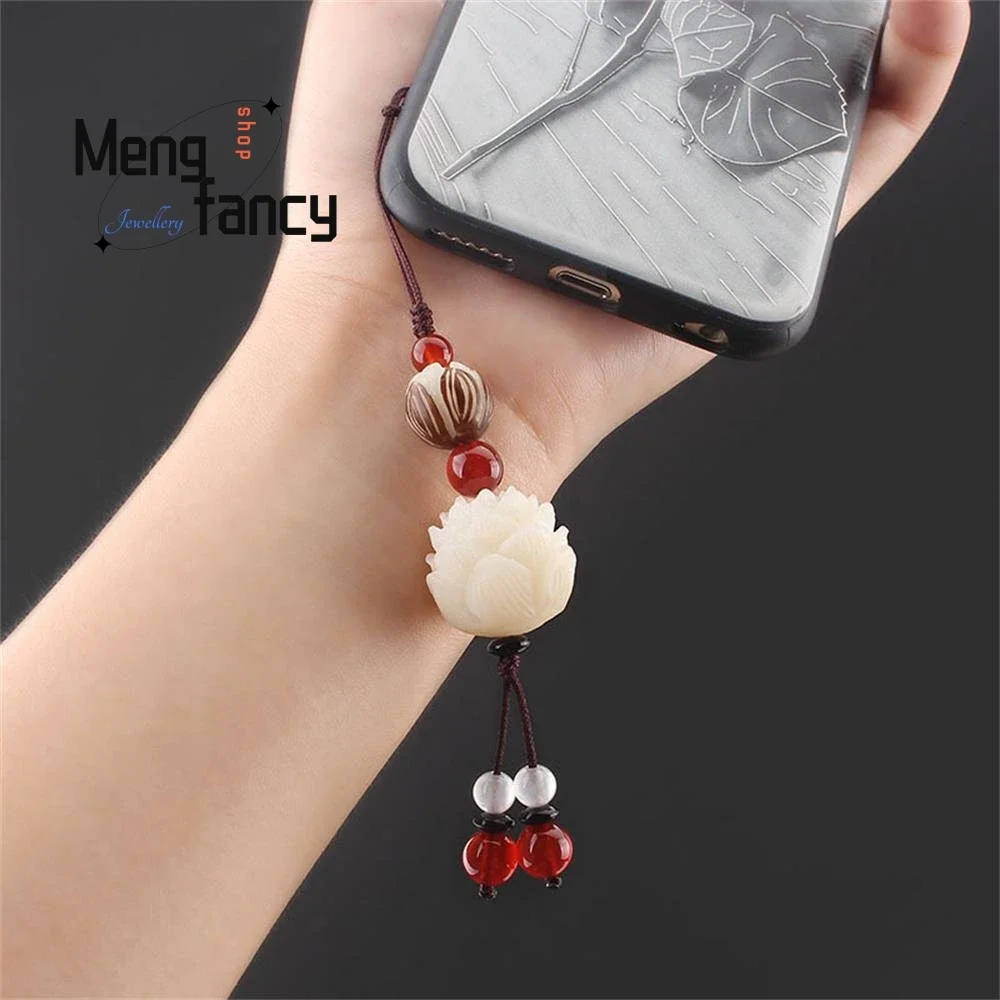 Винтажный резной брелок ручной работы с цветком лотоса Бодхи натуральные