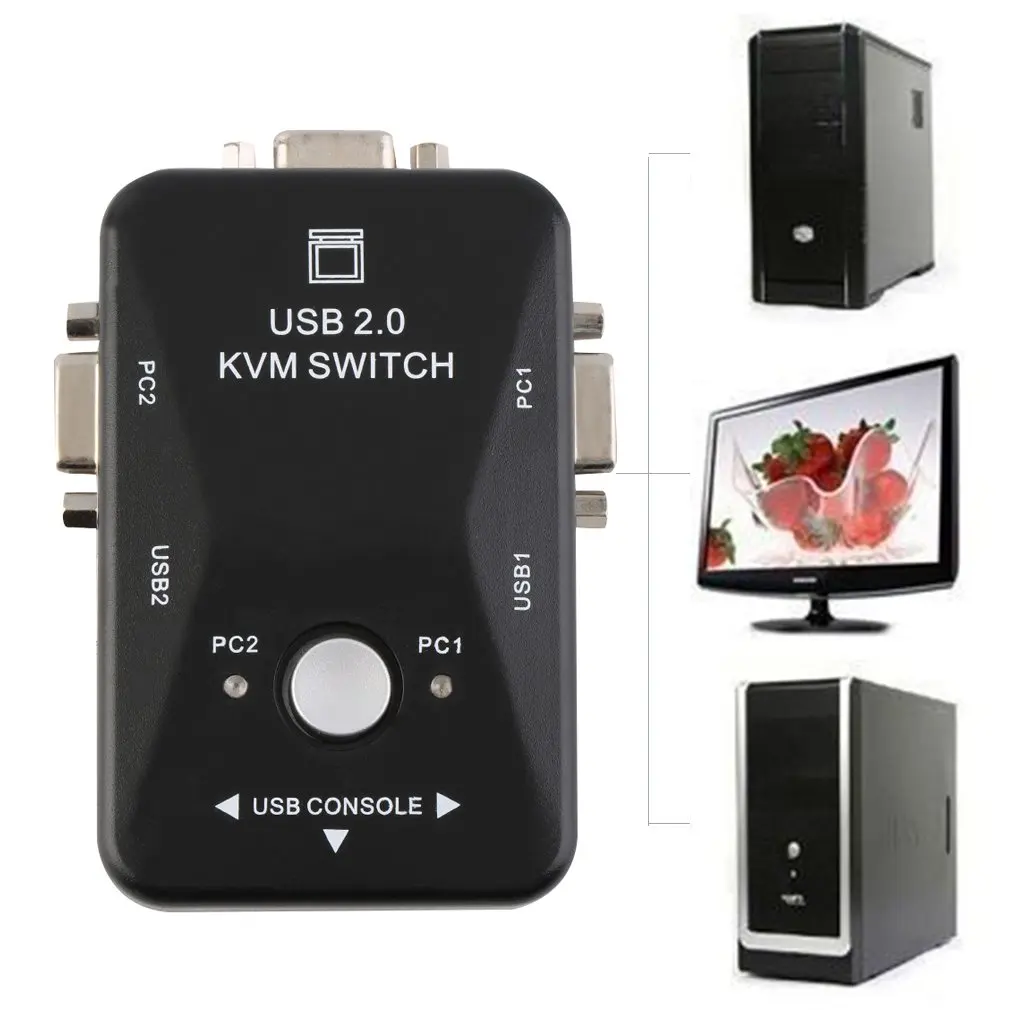 

2 порта USB 2,0 VGA/SVGA KVM переключатель коробка для совместного использования монитора клавиатуры мыши новейший кабель адаптер со склада 1920X1440 Пр...